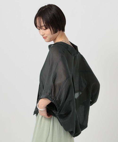 BAYFLOW(ベイフロー)の「マルチファンクション半袖シャツ(シャツ/ブラウス・レディース・チャコール/ライラック/オフホワイト・FREE)」の5枚目の写真