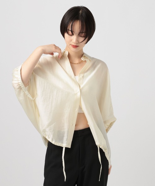 BAYFLOW(ベイフロー)の「マルチファンクション半袖シャツ(シャツ/ブラウス・レディース・チャコール/ライラック/オフホワイト・FREE)」の17枚目の写真