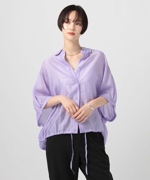 BAYFLOW(ベイフロー)の「マルチファンクション半袖シャツ(シャツ/ブラウス・レディース・チャコール/ライラック/オフホワイト・FREE)」の12枚目の写真