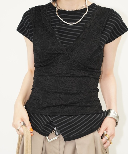 chuclla(チュクラ)の「フラワーレースVネックタンクトップ chw26s344(Tシャツ/カットソー・レディース・ホワイト/ブラック・FREE)」の18枚目の写真