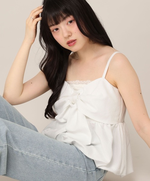 Heather(ヘザー)の「ジャガードリボンキャミ 1046539(キャミソール・レディース・ブラウン/ドット/ピンク/オフホワイト・FREE)」の9枚目の写真