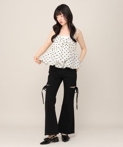 Heather(ヘザー)の「ジャガードリボンキャミ 1046539(キャミソール・レディース・ブラウン/ドット/ピンク/オフホワイト・FREE)」の10枚目の写真