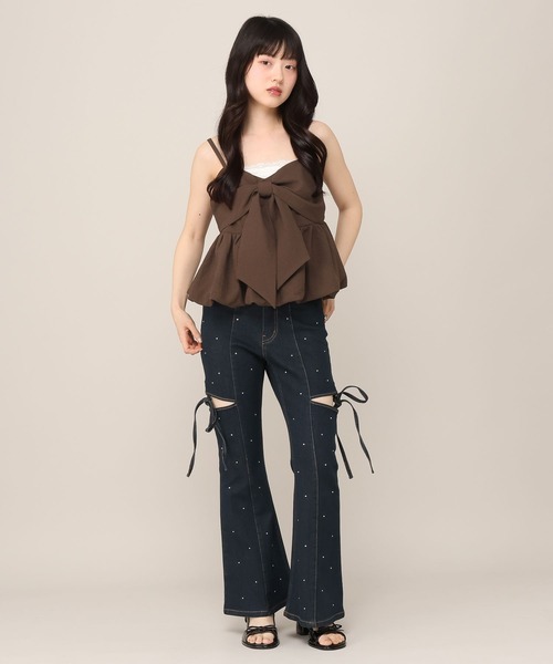 Heather(ヘザー)の「ジャガードリボンキャミ 1046539(キャミソール・レディース・ブラウン/ドット/ピンク/オフホワイト・FREE)」の21枚目の写真