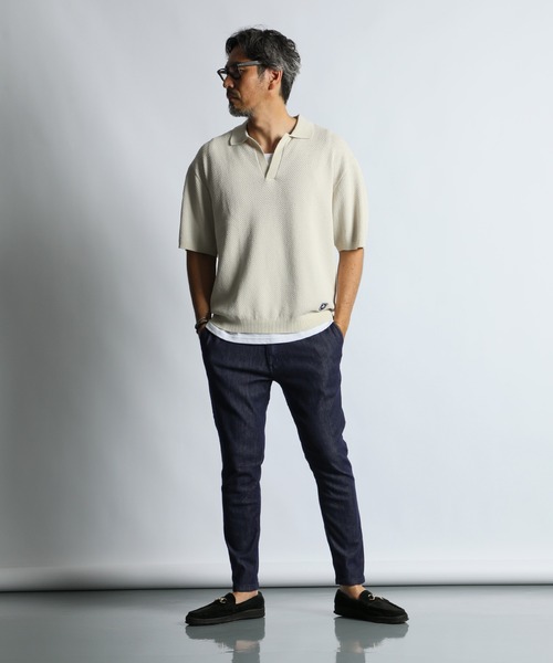 The DUFFER of ST.GEORGE(ザダファーオブセントジョージ)の「COOLMAX 3D EASY SKINNY DENIM PANTS:クールマックス 立体裁断 イージーデニムパンツ(デニムパンツ・メンズ・ネイビー・SMALL/LARGE/X-LARGE/MEDIUM)」の3枚目の写真
