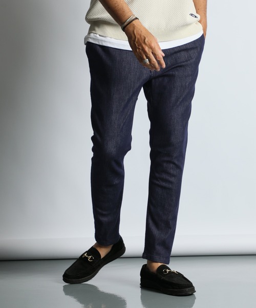The DUFFER of ST.GEORGE(ザダファーオブセントジョージ)の「COOLMAX 3D EASY SKINNY DENIM PANTS:クールマックス 立体裁断 イージーデニムパンツ(デニムパンツ・メンズ・ネイビー・SMALL/LARGE/X-LARGE/MEDIUM)」の2枚目の写真
