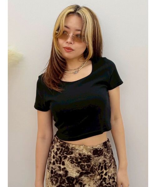 EVRIS（エヴリス）の「【MADE IN JAPAN】BASICシンプルショートTシャツ（Tシャツ/カットソー・レディース・ピンク/ホワイト/グレー/ブラック・FREE）」の3枚目の写真