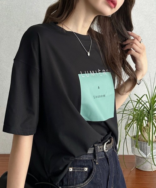 Eclat one（エクラワン）の「【Eclat one】ラバー プリント ボックス ロゴ Tシャツ（Tシャツ/カットソー・レディース・ブラック/オフホワイト・FREE）」の12枚目の写真