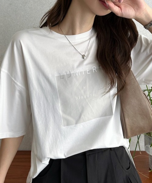 Eclat one（エクラワン）の「【Eclat one】ラバー プリント ボックス ロゴ Tシャツ（Tシャツ/カットソー・レディース・ブラック/オフホワイト・FREE）」の7枚目の写真