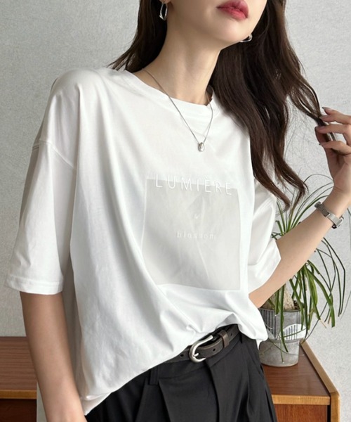 Eclat one（エクラワン）の「【Eclat one】ラバー プリント ボックス ロゴ Tシャツ（Tシャツ/カットソー・レディース・ブラック/オフホワイト・FREE）」の9枚目の写真