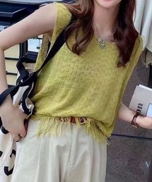 フリンジ付き サマーニット ベスト