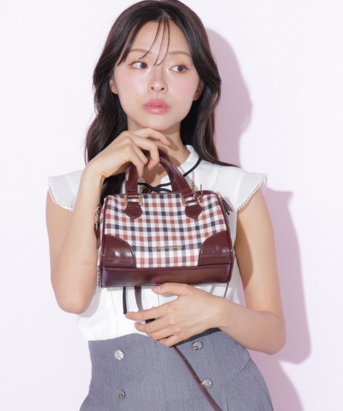 JILL by JILL STUART(ジルバイジルスチュアート)の「チェックミニボストンバッグ(ボストンバッグ・レディース・ベージュ系その他/ブラウン系その他・FREE)」の3枚目の写真