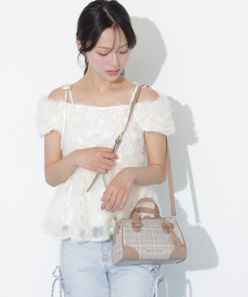 JILL by JILL STUART(ジルバイジルスチュアート)の「チェックミニボストンバッグ(ボストンバッグ・レディース・ベージュ系その他/ブラウン系その他・FREE)」の6枚目の写真