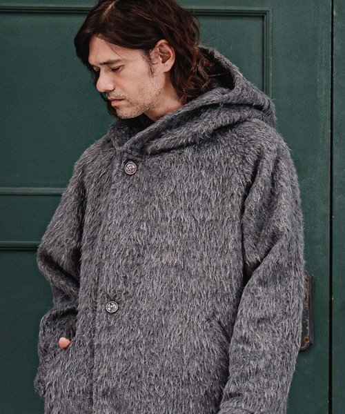 CAMBIO(カンビオ)の「mj11704-Long Fur Melton Poncho ロングポンチョ(MIU-262-002)(ポンチョ・メンズ・ブラック/チャコール・S/M/L)」の10枚目の写真