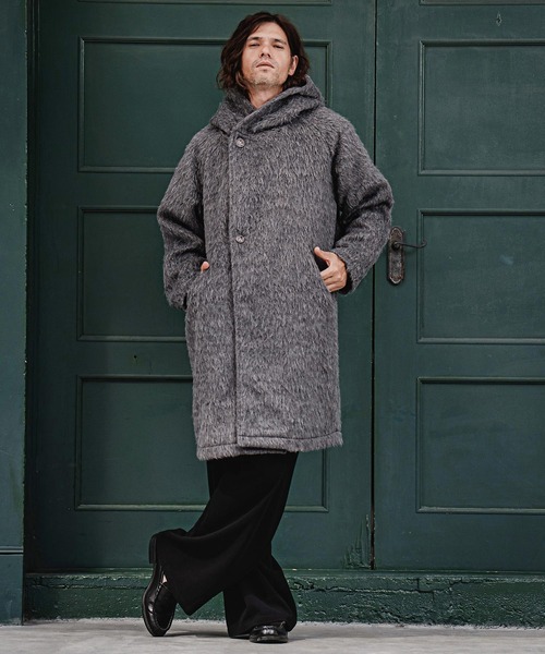 CAMBIO(カンビオ)の「mj11704-Long Fur Melton Poncho ロングポンチョ(MIU-262-002)(ポンチョ・メンズ・ブラック/チャコール・S/M/L)」の14枚目の写真