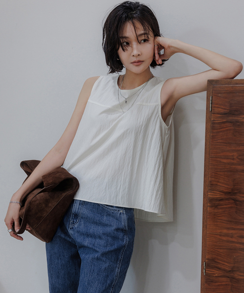 MEMUA（メムア）の「マッシュスリーブレスブラウス（ブラック）（シャツ/ブラウス・レディース・クリーム/ブラック・SMALL/MEDIUM）」の3枚目の写真