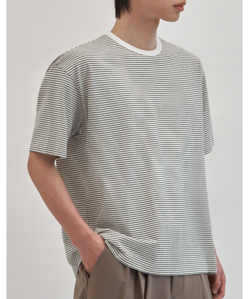 WORK ON BODY OFF（ワークオンボディオフ）の「マレコットンラウンドネック半袖Tシャツ[アイボリーブラック]（Tシャツ/カットソー・メンズ・アイボリー・MEDIUM/LARGE/X-LARGE）」の2枚目の写真