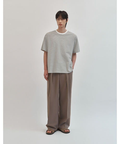 WORK ON BODY OFF（ワークオンボディオフ）の「マレコットンラウンドネック半袖Tシャツ[アイボリーブラック]（Tシャツ/カットソー・メンズ・アイボリー・MEDIUM/LARGE/X-LARGE）」の3枚目の写真