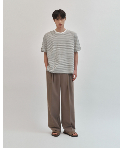 WORK ON BODY OFF（ワークオンボディオフ）の「マレコットンラウンドネック半袖Tシャツ[アイボリーブラック]（Tシャツ/カットソー・メンズ・アイボリー・MEDIUM/LARGE/X-LARGE）」の6枚目の写真