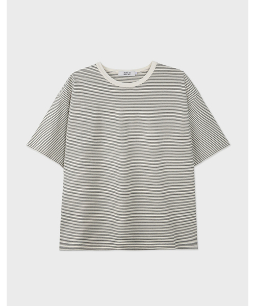 WORK ON BODY OFF（ワークオンボディオフ）の「マレコットンラウンドネック半袖Tシャツ[アイボリーブラック]（Tシャツ/カットソー・メンズ・アイボリー・MEDIUM/LARGE/X-LARGE）」の7枚目の写真