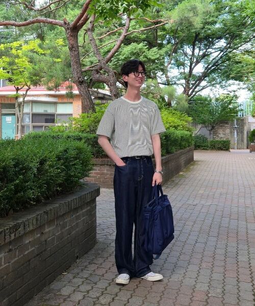 WORK ON BODY OFF（ワークオンボディオフ）の「マレコットンラウンドネック半袖Tシャツ[アイボリーブラック]（Tシャツ/カットソー・メンズ・アイボリー・MEDIUM/LARGE/X-LARGE）」の9枚目の写真