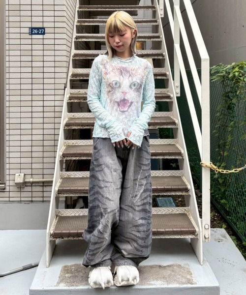 Candy Stripper(キャンディストリッパー)の「CAT SCRATCH DENIM パンツ(デニムパンツ・レディース・ブラック系その他2/ブラック・FREE)」の14枚目の写真