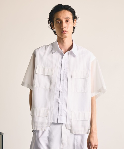 HARE(ハレ)の「【SET UP対応】シアーキリカエポケットシャツ(HARE)(シャツ/ブラウス・メンズ・ホワイト/ブラック・FREE)」の11枚目の写真