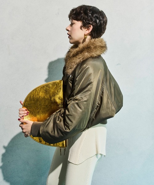 OMMO（オーエムエムオー）の「FUR COLLAR SHORT MA-1（MA-1・レディース・グレー/カーキ/ブラック・38/36）」の20枚目の写真