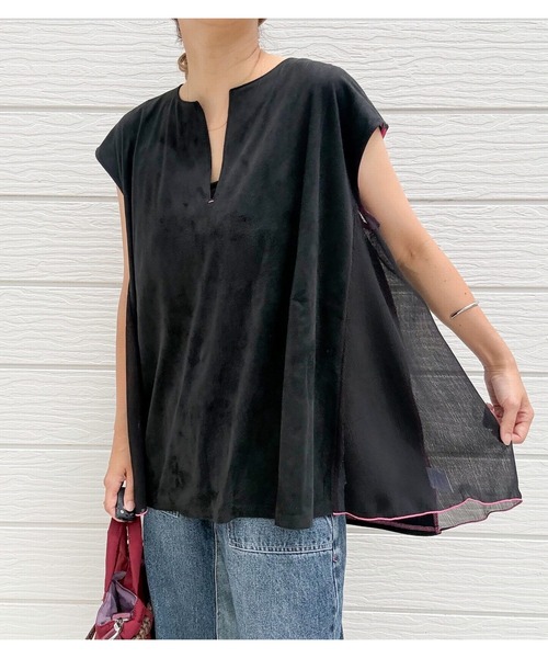 Q(キュー)の「スエードライクフレンチプルオーバー(Tシャツ/カットソー・レディース・オリーブ/ブラック・MEDIUM)」の19枚目の写真