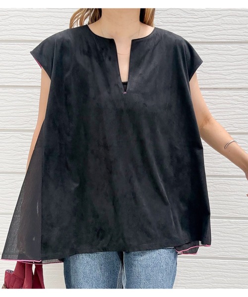 Q(キュー)の「スエードライクフレンチプルオーバー(Tシャツ/カットソー・レディース・オリーブ/ブラック・MEDIUM)」の20枚目の写真