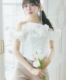 【Belle Charme】Volume Frill Off Shoulder Tops