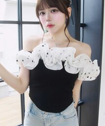 【Belle Charme】Volume Frill Off Shoulder Tops