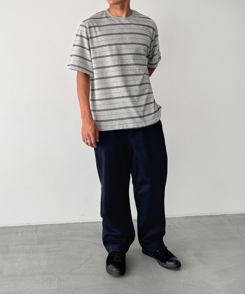 CANAL JEAN(キャナルジーン)の「Lakey Park マルチボーダーオーバーTシャツ(Tシャツ/カットソー・レディース・ヘザーグレー/ブラウン/アイボリー・ONE SIZE)」の6枚目の写真