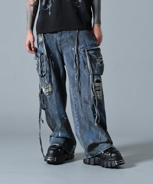 L.H.P(エルエイチピー)の「MAVYTH/メヴィス/PAINTED DEBIN CARGO PANTS(カーゴパンツ・メンズ・その他4・XL/L)」の1枚目の写真