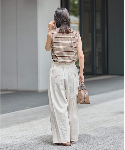 JOURNAL STANDARD(ジャーナルスタンダード)の「《追加4》汗ジミ防止天竺ボーダーノースリーブ(Tシャツ/カットソー・レディース・ブラック/ベージュ/ウッド/グリーン/グレー・FREE)」の19枚目の写真