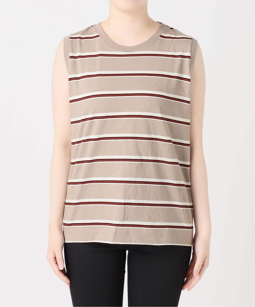 JOURNAL STANDARD(ジャーナルスタンダード)の「《追加4》汗ジミ防止天竺ボーダーノースリーブ(Tシャツ/カットソー・レディース・ブラック/ベージュ/ウッド/グリーン/グレー・FREE)」の7枚目の写真