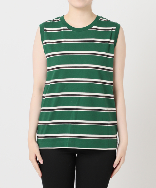 JOURNAL STANDARD(ジャーナルスタンダード)の「《追加4》汗ジミ防止天竺ボーダーノースリーブ(Tシャツ/カットソー・レディース・ブラック/ベージュ/ウッド/グリーン/グレー・FREE)」の9枚目の写真