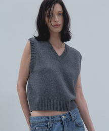 Josh Wool Knit Vest_Dark gray