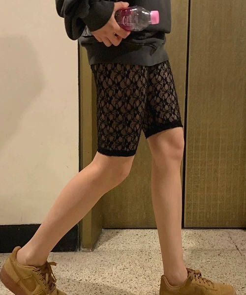 ampm(エーエムピーエム)の「総レース ハーフレギンス レイヤードパンツ レディース(その他パンツ・レディース・ホワイト/ブラック・FREE)」の12枚目の写真