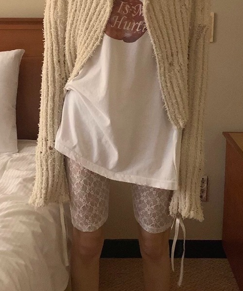 ampm(エーエムピーエム)の「総レース ハーフレギンス レイヤードパンツ レディース(その他パンツ・レディース・ホワイト/ブラック・FREE)」の4枚目の写真