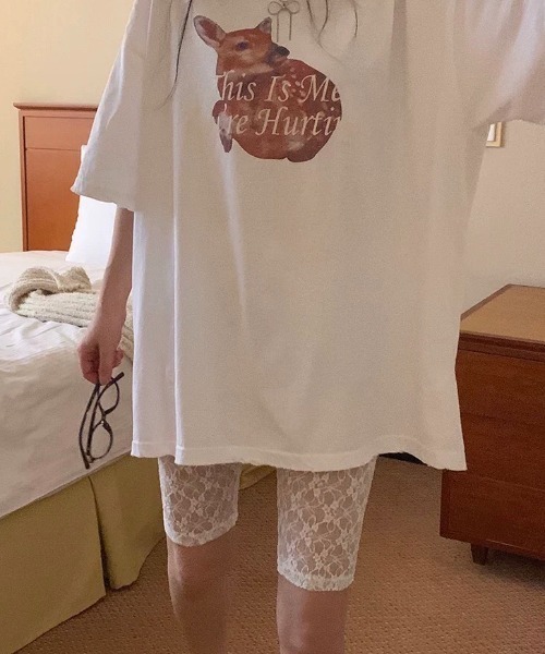 ampm(エーエムピーエム)の「総レース ハーフレギンス レイヤードパンツ レディース(その他パンツ・レディース・ホワイト/ブラック・FREE)」の6枚目の写真