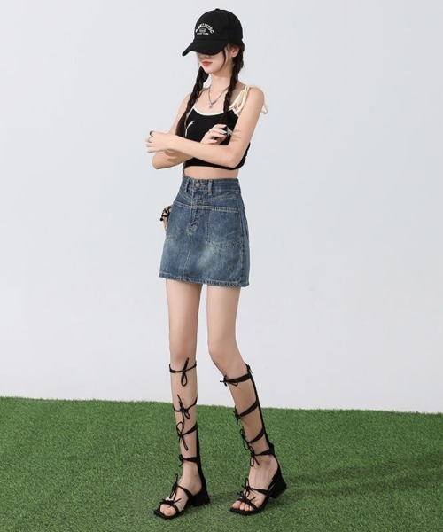 Ritzy(リッツィー)の「デニム・ミニスカート(デニムスカート・レディース・ブルー/ピンク・LARGE/MEDIUM)」の6枚目の写真