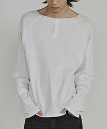 KANEITEI（カネイテイ）の「WAFFLE RAW CUT HENLEY NECK LONG SLEEVES (WHITE)（Tシャツ/カットソー）」