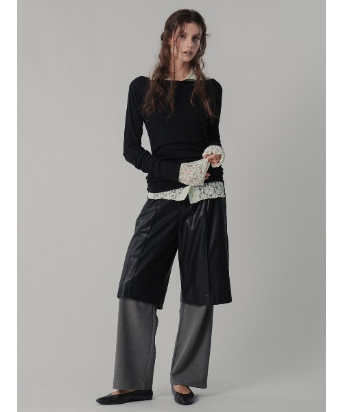ELCHELE(エルチェレ)の「EFFORTLESS CUT LS TEE(Tシャツ/カットソー・レディース・ダークパープル/ミント/ブラック/オフホワイト・FREE)」の6枚目の写真