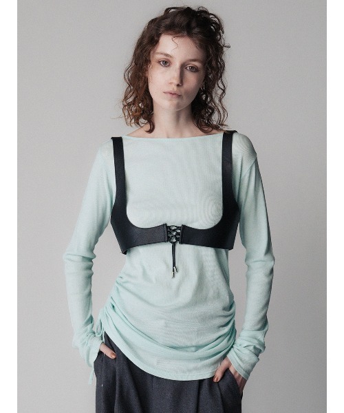 ELCHELE(エルチェレ)の「EFFORTLESS CUT LS TEE(Tシャツ/カットソー・レディース・ダークパープル/ミント/ブラック/オフホワイト・FREE)」の21枚目の写真