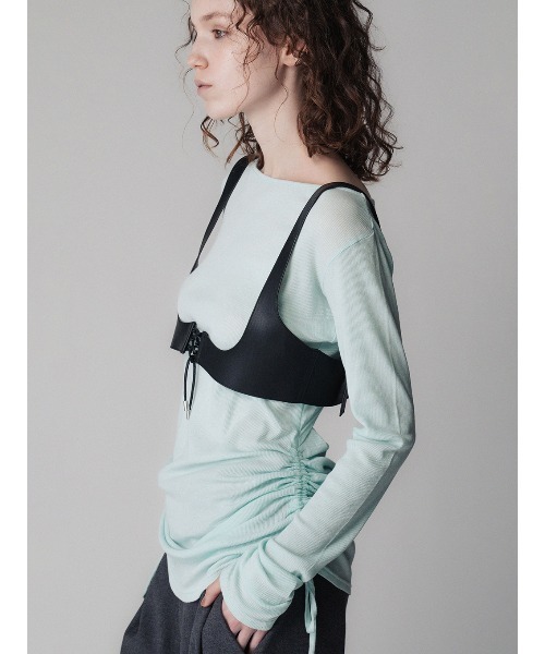 ELCHELE(エルチェレ)の「EFFORTLESS CUT LS TEE(Tシャツ/カットソー・レディース・ダークパープル/ミント/ブラック/オフホワイト・FREE)」の19枚目の写真
