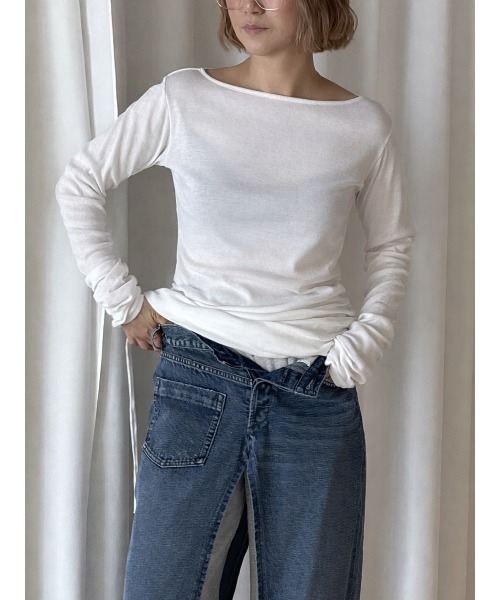ELCHELE(エルチェレ)の「EFFORTLESS CUT LS TEE(Tシャツ/カットソー・レディース・ダークパープル/ミント/ブラック/オフホワイト・FREE)」の11枚目の写真