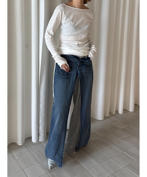 ELCHELE(エルチェレ)の「EFFORTLESS CUT LS TEE(Tシャツ/カットソー・レディース・ダークパープル/ミント/ブラック/オフホワイト・FREE)」の12枚目の写真