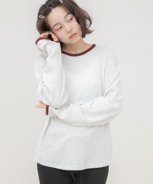 HEILIS(ヘイリス)の「バイカラーワッフルロングTシャツ/ロンT 長袖Tシャツ カットソー ワッフルTシャツ ワッフルトップス バイカラー 配色トップス 配色リブ クルーネック 長袖トップス 韓国ファッション 韓国コーデ カジュアル ノームコア レイヤード デイリー 春服 秋服 冬服 オフホワイト グレー ブラック(Tシャツ/カットソー・レディース・オフホワイト/ブラック/グレー・FREE)」の21枚目の写真