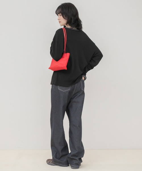 HEILIS(ヘイリス)の「バイカラーワッフルロングTシャツ/ロンT 長袖Tシャツ カットソー ワッフルTシャツ ワッフルトップス バイカラー 配色トップス 配色リブ クルーネック 長袖トップス 韓国ファッション 韓国コーデ カジュアル ノームコア レイヤード デイリー 春服 秋服 冬服 オフホワイト グレー ブラック(Tシャツ/カットソー・レディース・オフホワイト/ブラック/グレー・FREE)」の19枚目の写真
