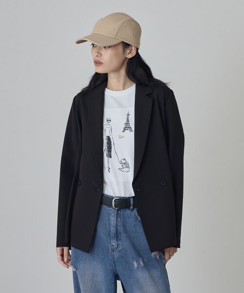 GALLEST(ギャレスト)の「Comfy Set Up|ダブルブレストイージージャケット【セットアップ対応/通勤/カセット服】(テーラードジャケット・レディース・ブラック/ベージュ/ダークグレー・36/38/40)」の13枚目の写真